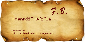 Frankó Béla névjegykártya